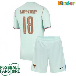 Frankreich Warren Zaire-Emery #18 Replik Auswärtstrikot Kinder WM 2026 Kurzarm (+ Kurze Hosen)